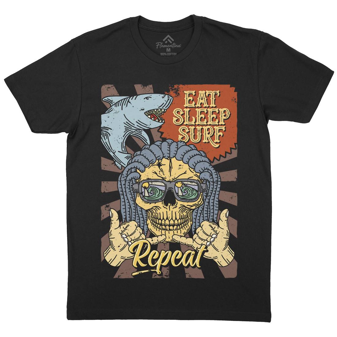 Eat Sleep Surfing Mens Crew Neck T-Shirt Surf B356