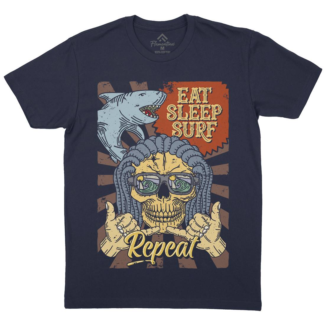Eat Sleep Surfing Mens Organic Crew Neck T-Shirt Surf B356