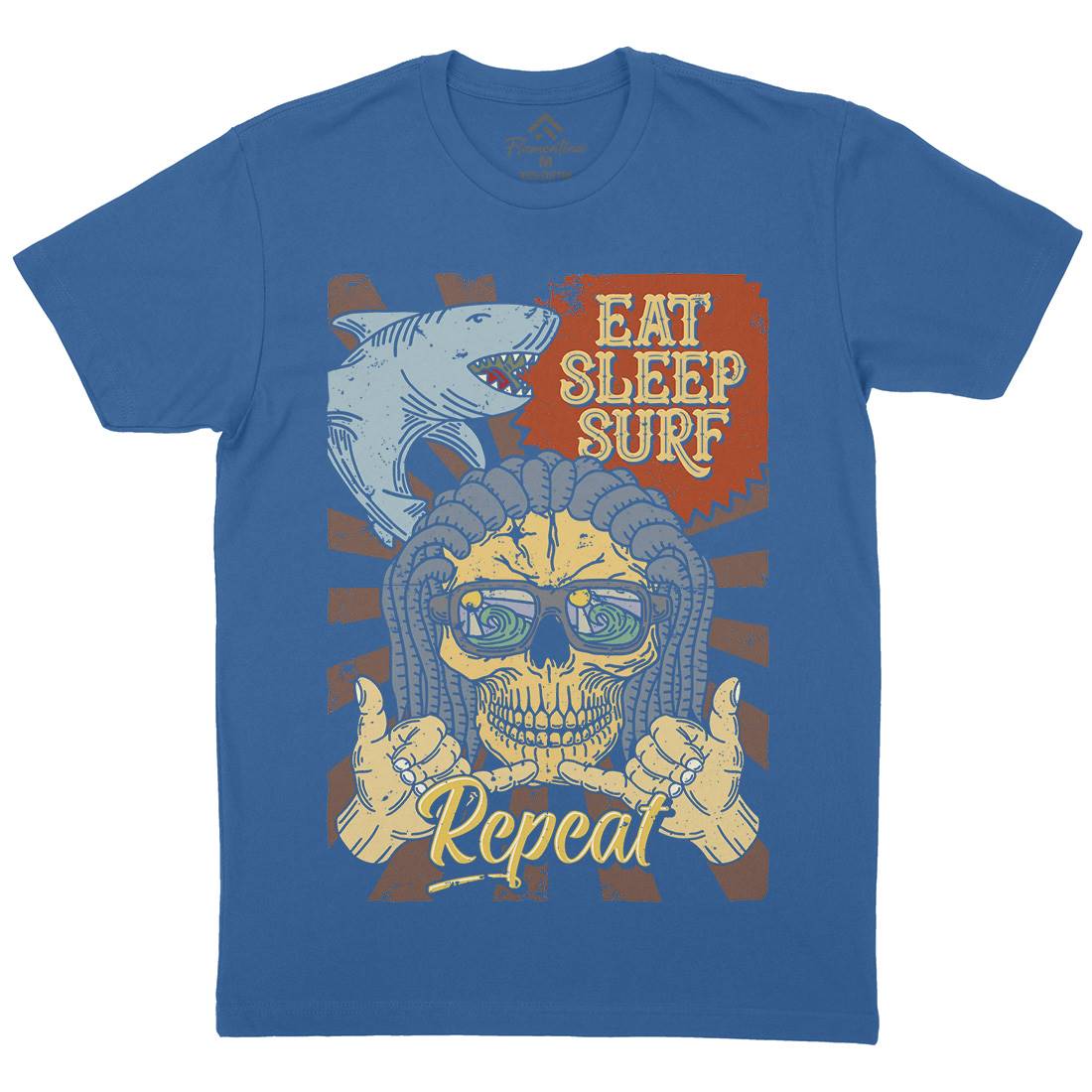Eat Sleep Surfing Mens Organic Crew Neck T-Shirt Surf B356