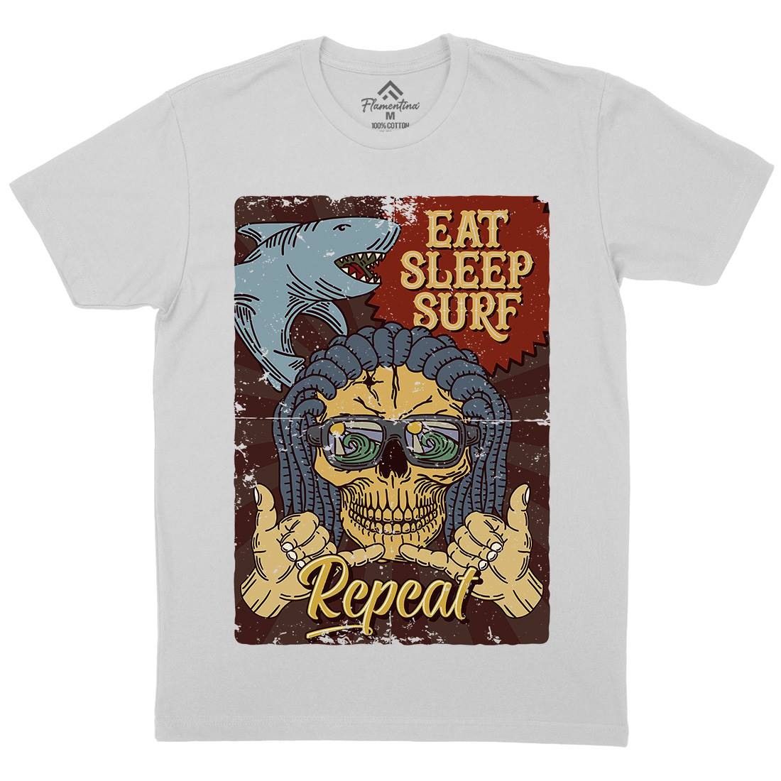 Eat Sleep Surfing Mens Crew Neck T-Shirt Surf B356