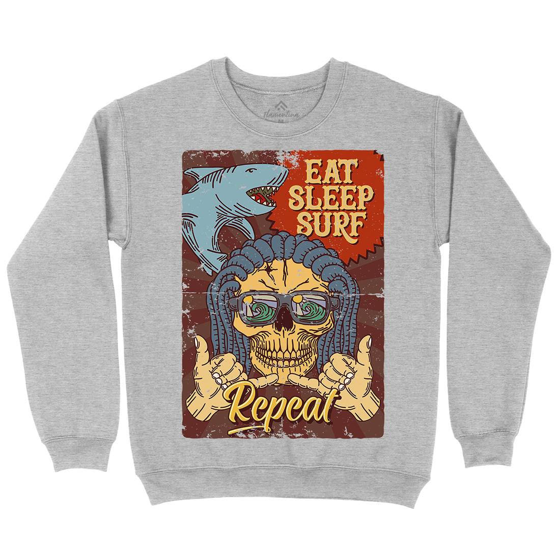 Eat Sleep Surfing Kids Crew Neck Sweatshirt Surf B356