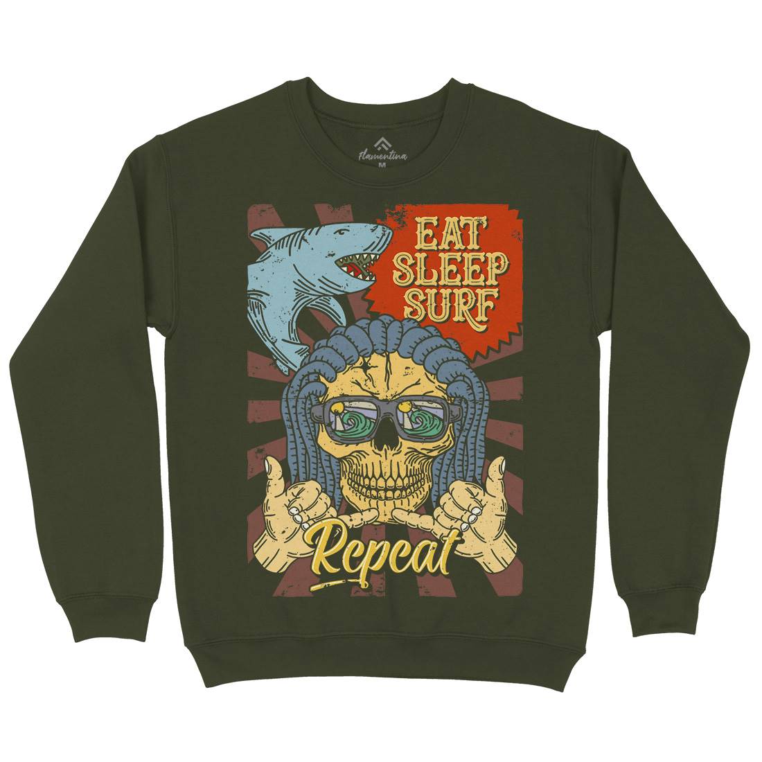 Eat Sleep Surfing Mens Crew Neck Sweatshirt Surf B356