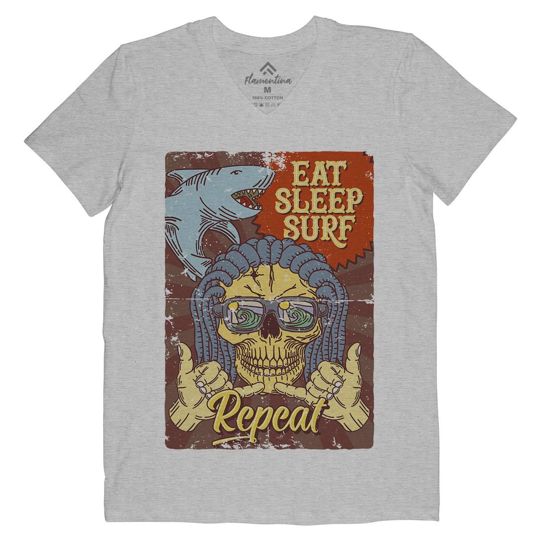 Eat Sleep Surfing Mens V-Neck T-Shirt Surf B356