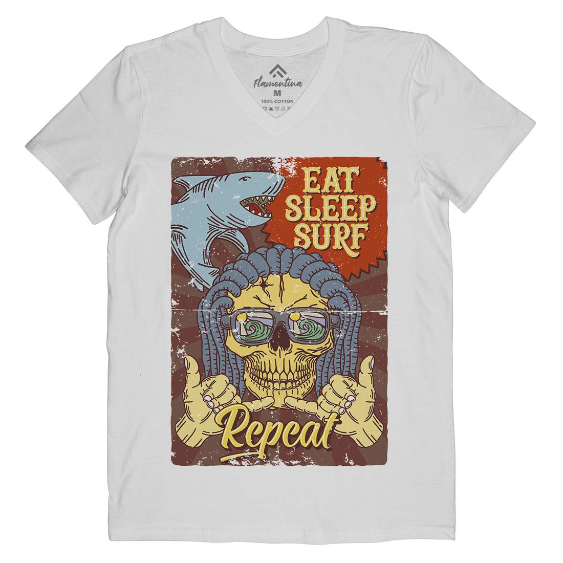Eat Sleep Surfing Mens V-Neck T-Shirt Surf B356