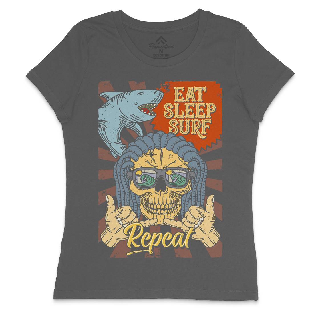 Eat Sleep Surfing Womens Crew Neck T-Shirt Surf B356