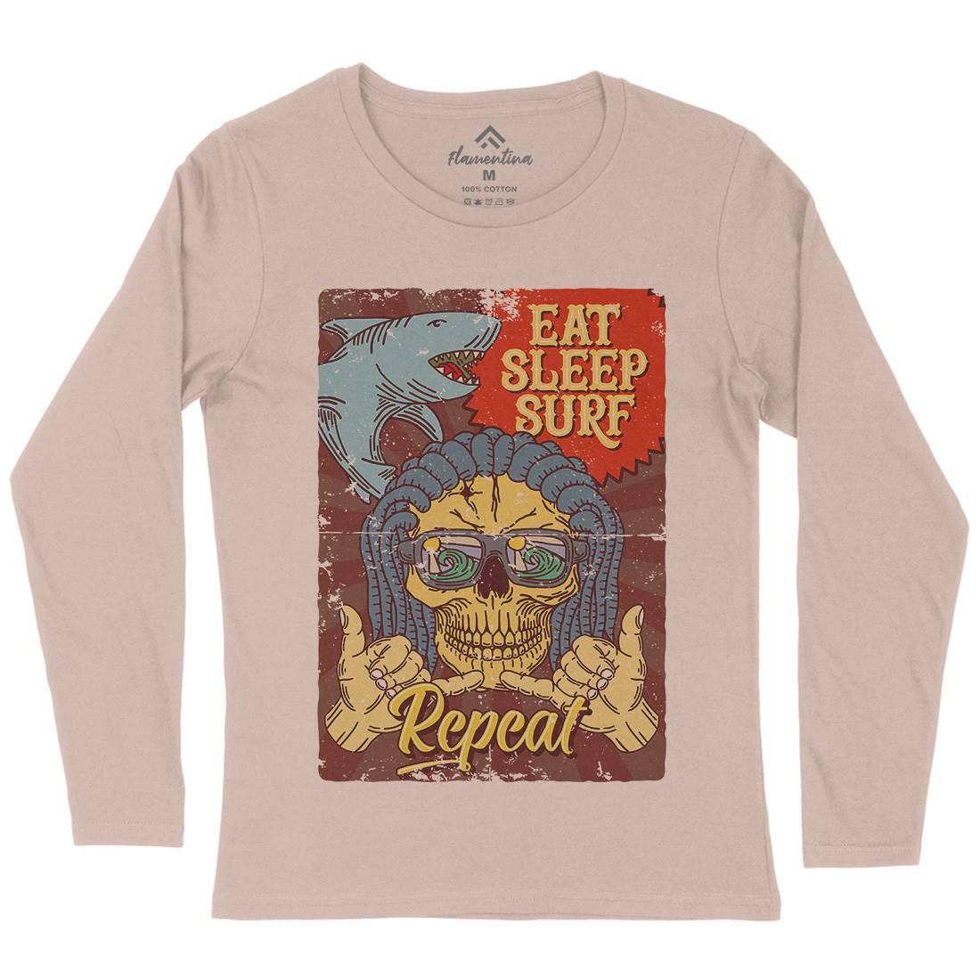 Eat Sleep Surfing Womens Long Sleeve T-Shirt Surf B356