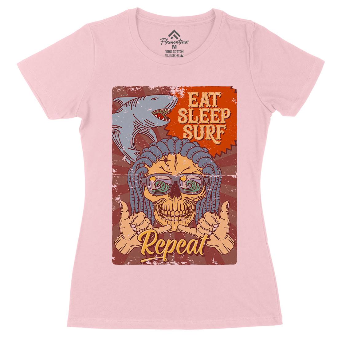 Eat Sleep Surfing Womens Organic Crew Neck T-Shirt Surf B356
