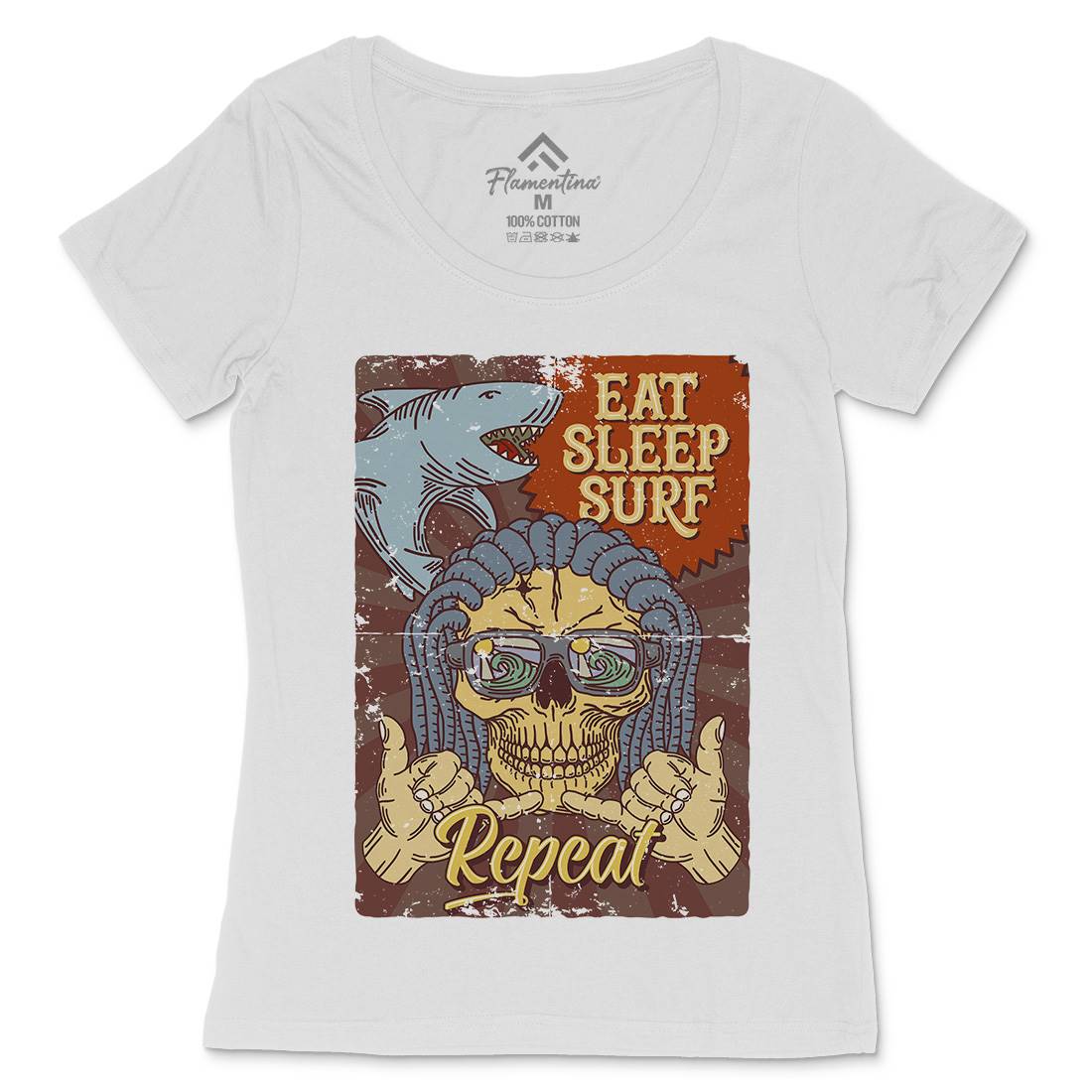 Eat Sleep Surfing Womens Scoop Neck T-Shirt Surf B356