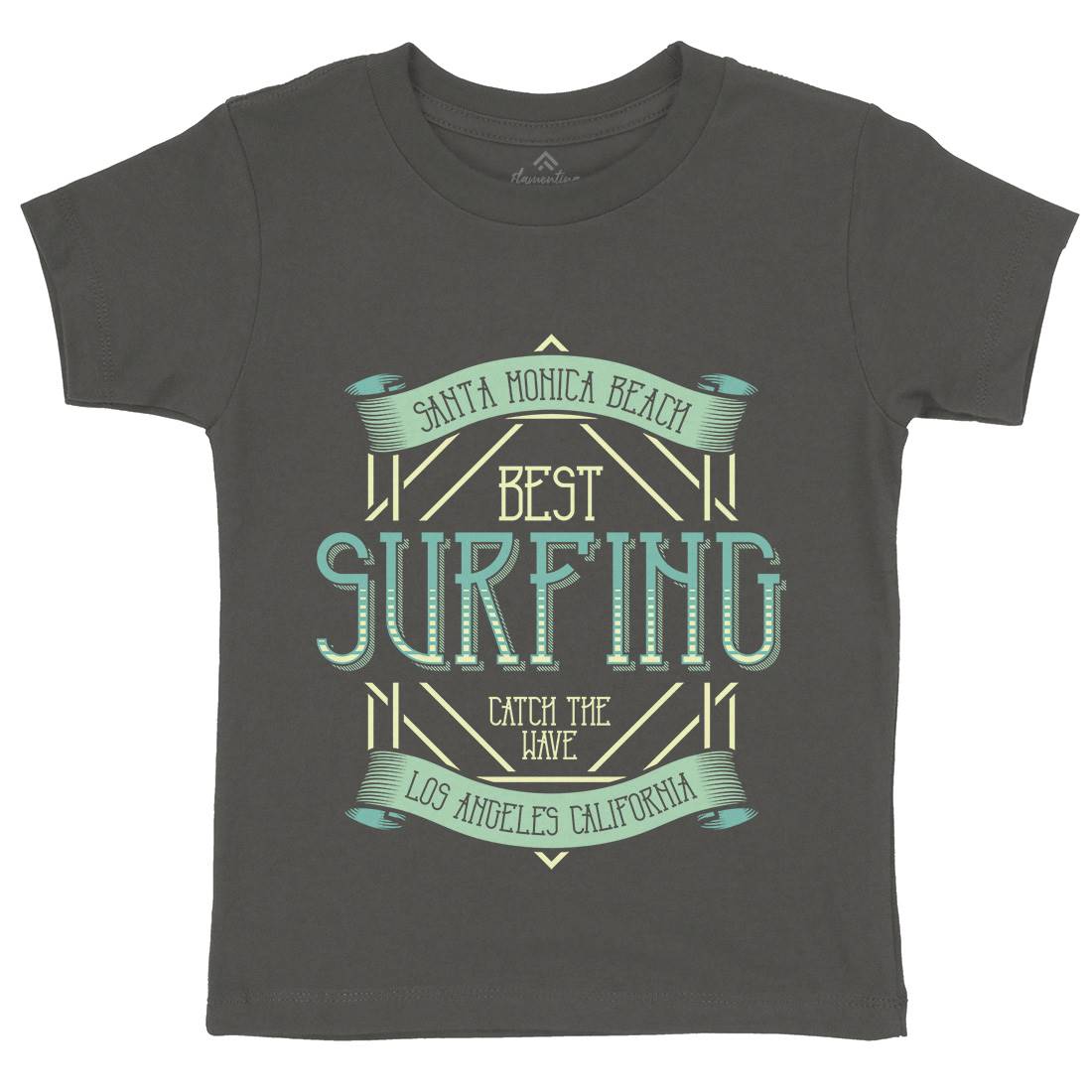 Santa Monica Surfing Kids Organic Crew Neck T-Shirt Surf B357
