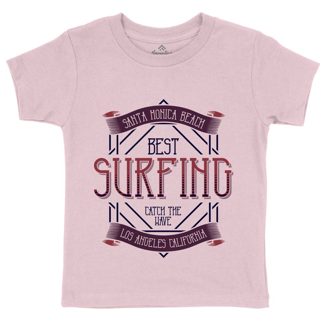 Santa Monica Surfing Kids Organic Crew Neck T-Shirt Surf B357