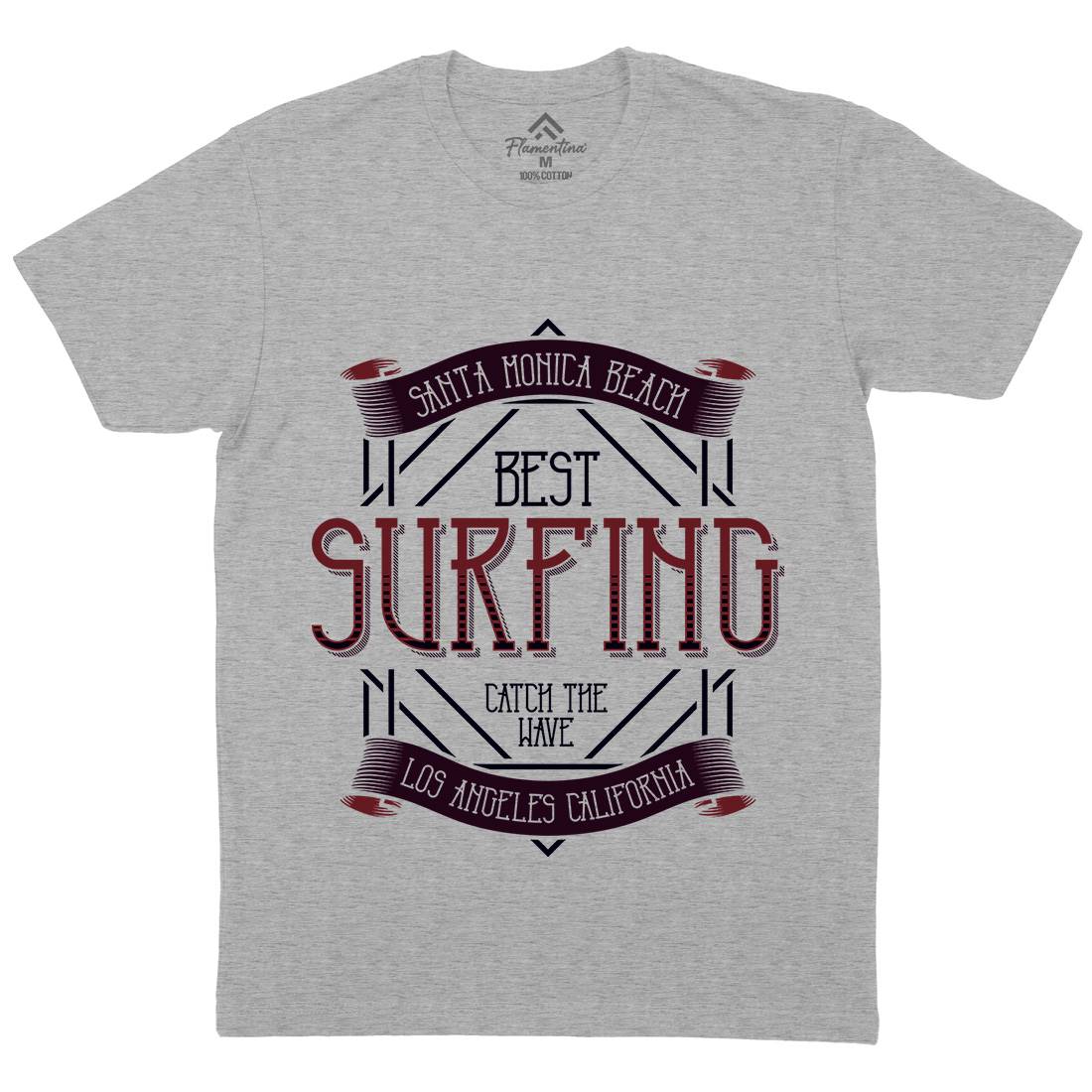 Santa Monica Surfing Mens Organic Crew Neck T-Shirt Surf B357