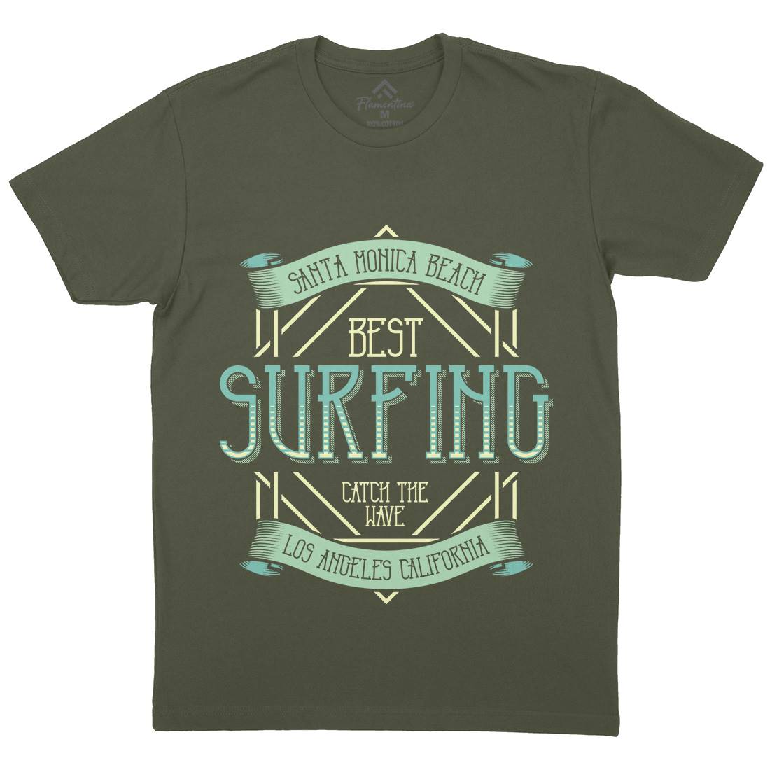 Santa Monica Surfing Mens Organic Crew Neck T-Shirt Surf B357