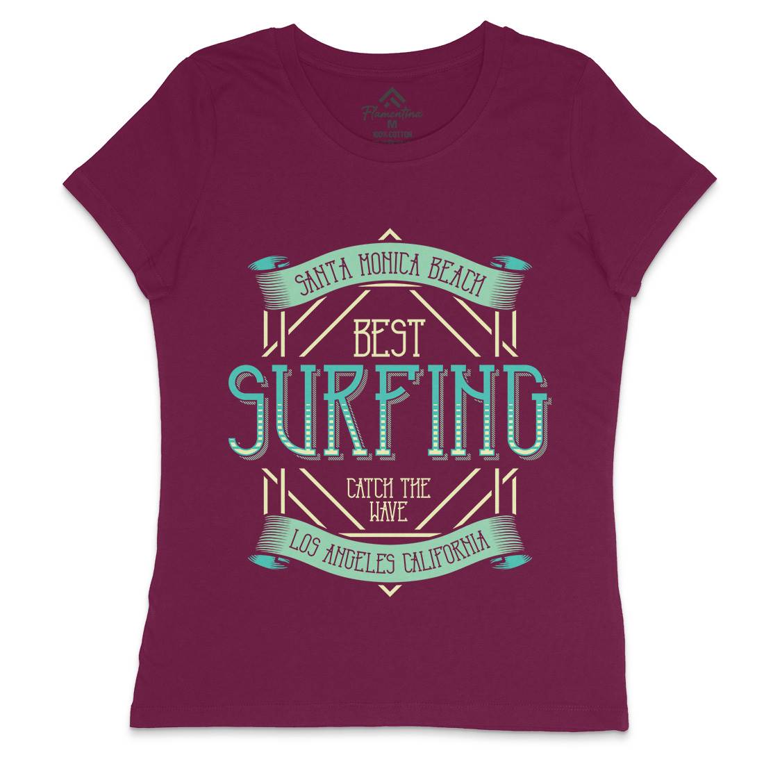 Santa Monica Surfing Womens Crew Neck T-Shirt Surf B357