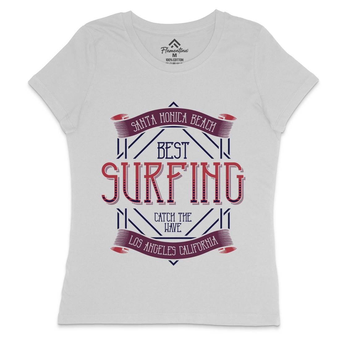 Santa Monica Surfing Womens Crew Neck T-Shirt Surf B357