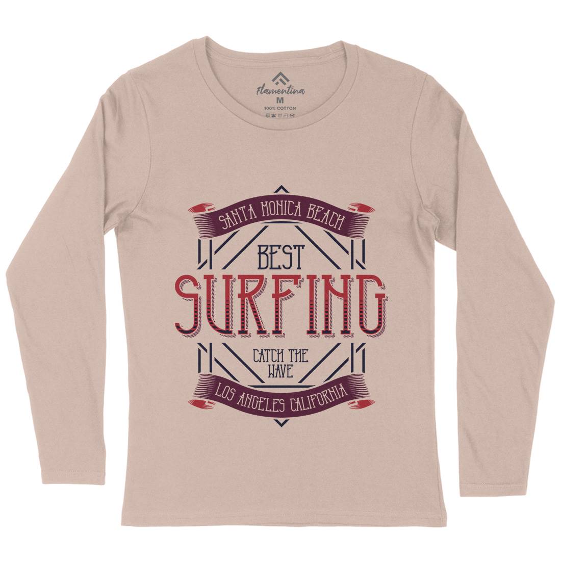 Santa Monica Surfing Womens Long Sleeve T-Shirt Surf B357