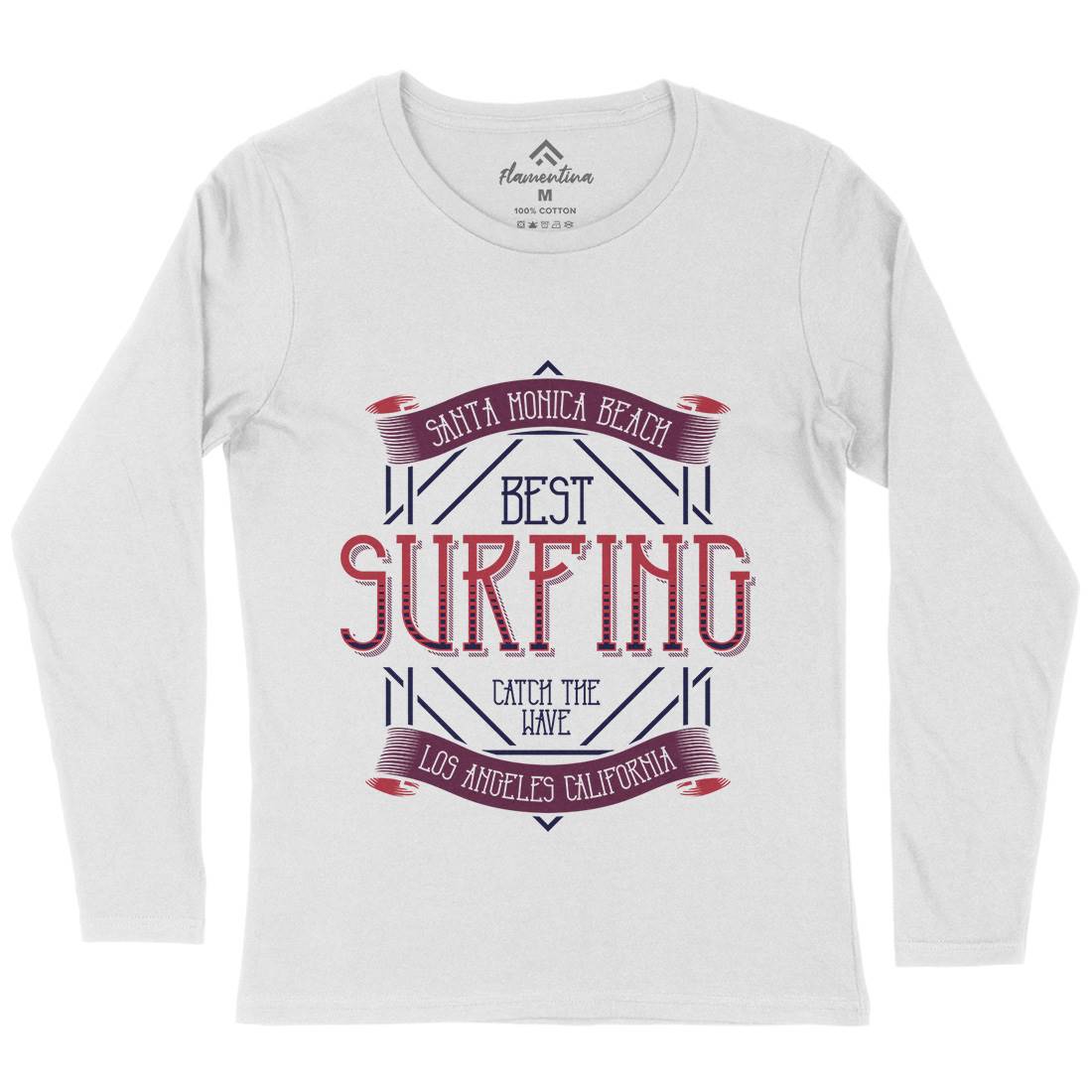 Santa Monica Surfing Womens Long Sleeve T-Shirt Surf B357