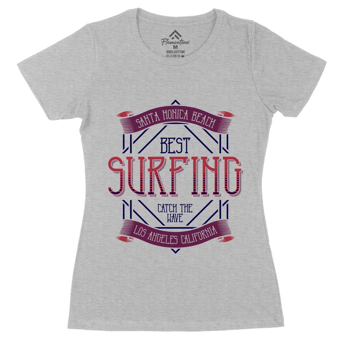 Santa Monica Surfing Womens Organic Crew Neck T-Shirt Surf B357