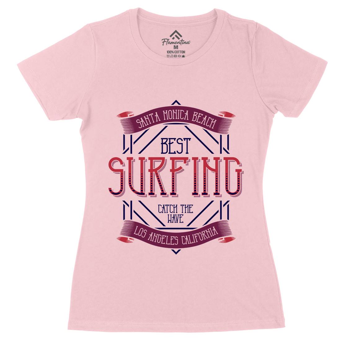 Santa Monica Surfing Womens Organic Crew Neck T-Shirt Surf B357
