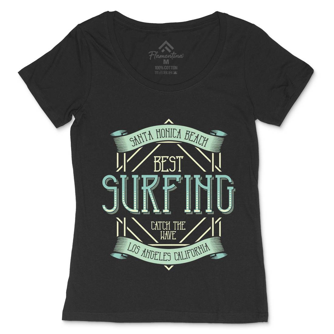 Santa Monica Surfing Womens Scoop Neck T-Shirt Surf B357