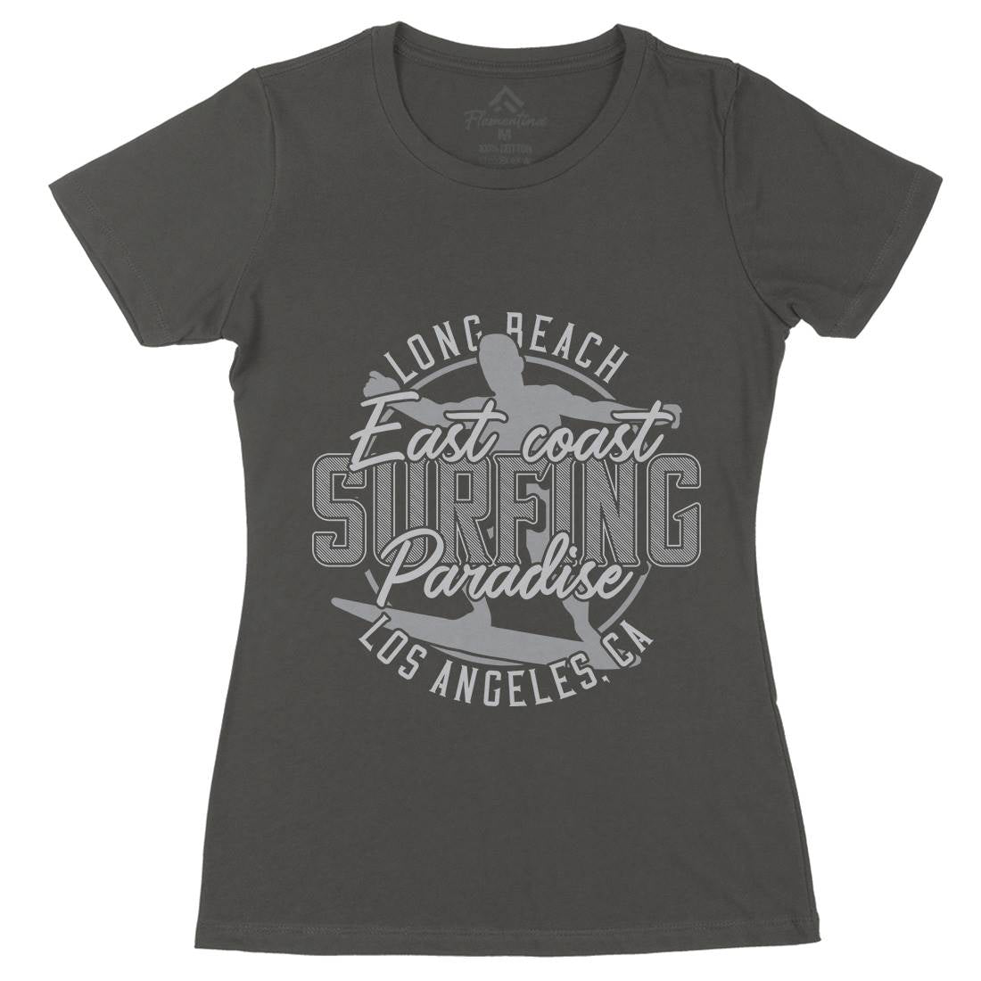 Long Beach Surfing Womens Organic Crew Neck T-Shirt Surf B358