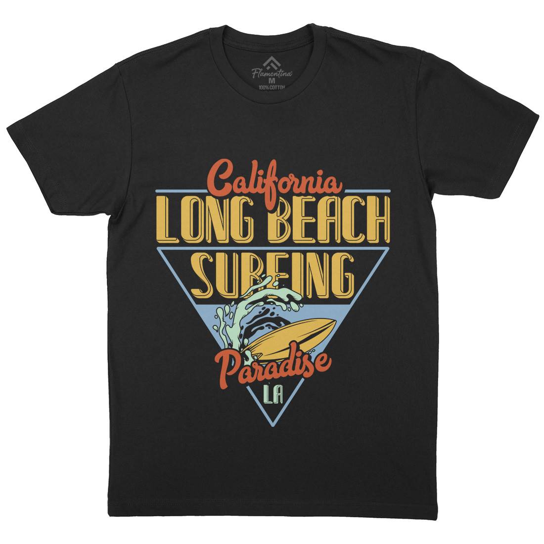 Long Beach Surfing Mens Crew Neck T-Shirt Surf B359