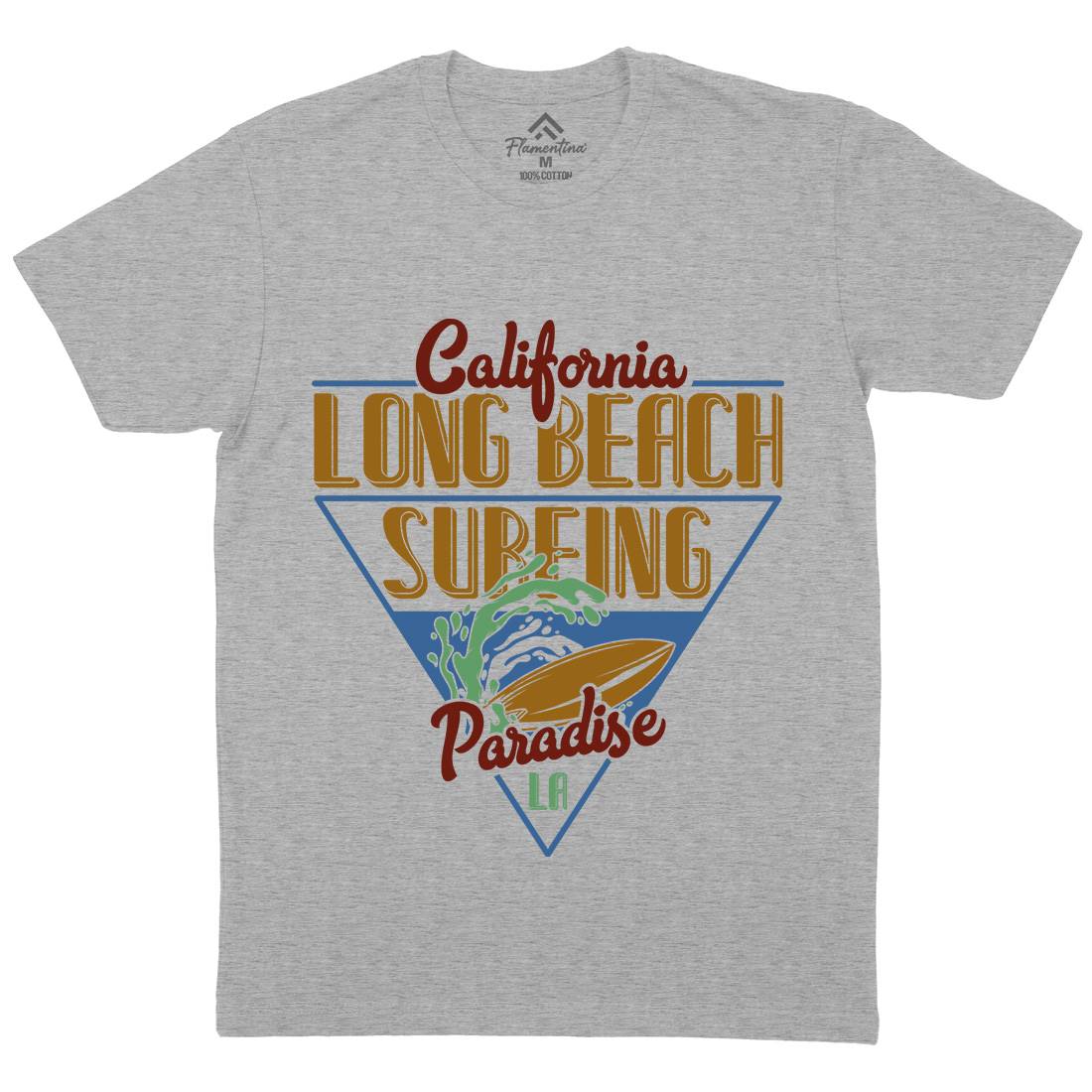 Long Beach Surfing Mens Organic Crew Neck T-Shirt Surf B359