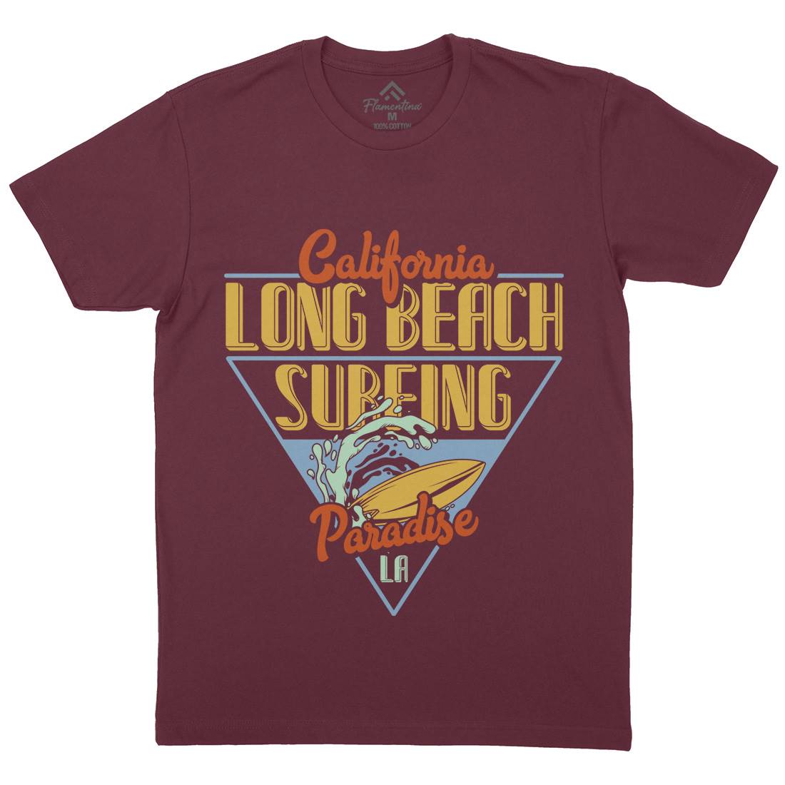 Long Beach Surfing Mens Organic Crew Neck T-Shirt Surf B359