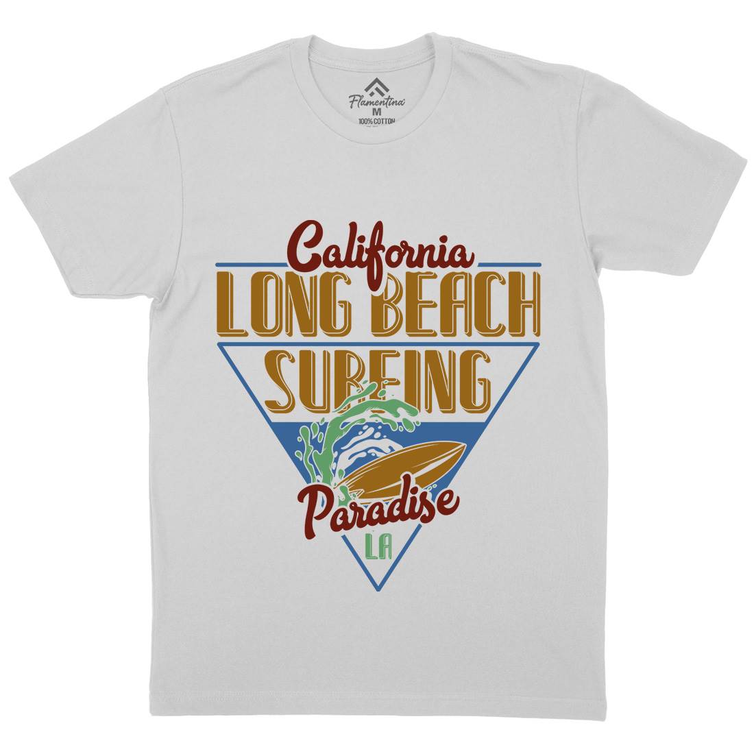 Long Beach Surfing Mens Crew Neck T-Shirt Surf B359