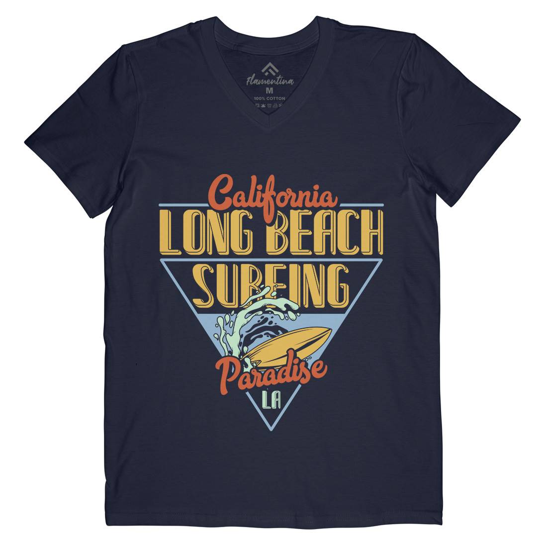 Long Beach Surfing Mens V-Neck T-Shirt Surf B359