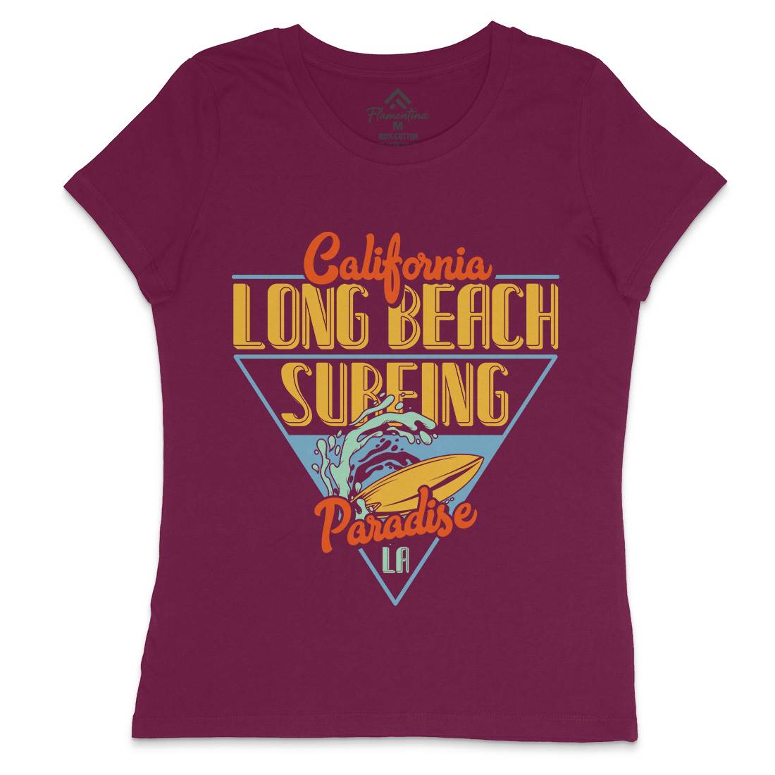 Long Beach Surfing Womens Crew Neck T-Shirt Surf B359
