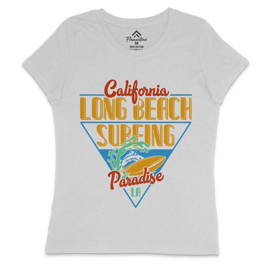 Long Beach Surfing Womens Crew Neck T-Shirt Surf B359