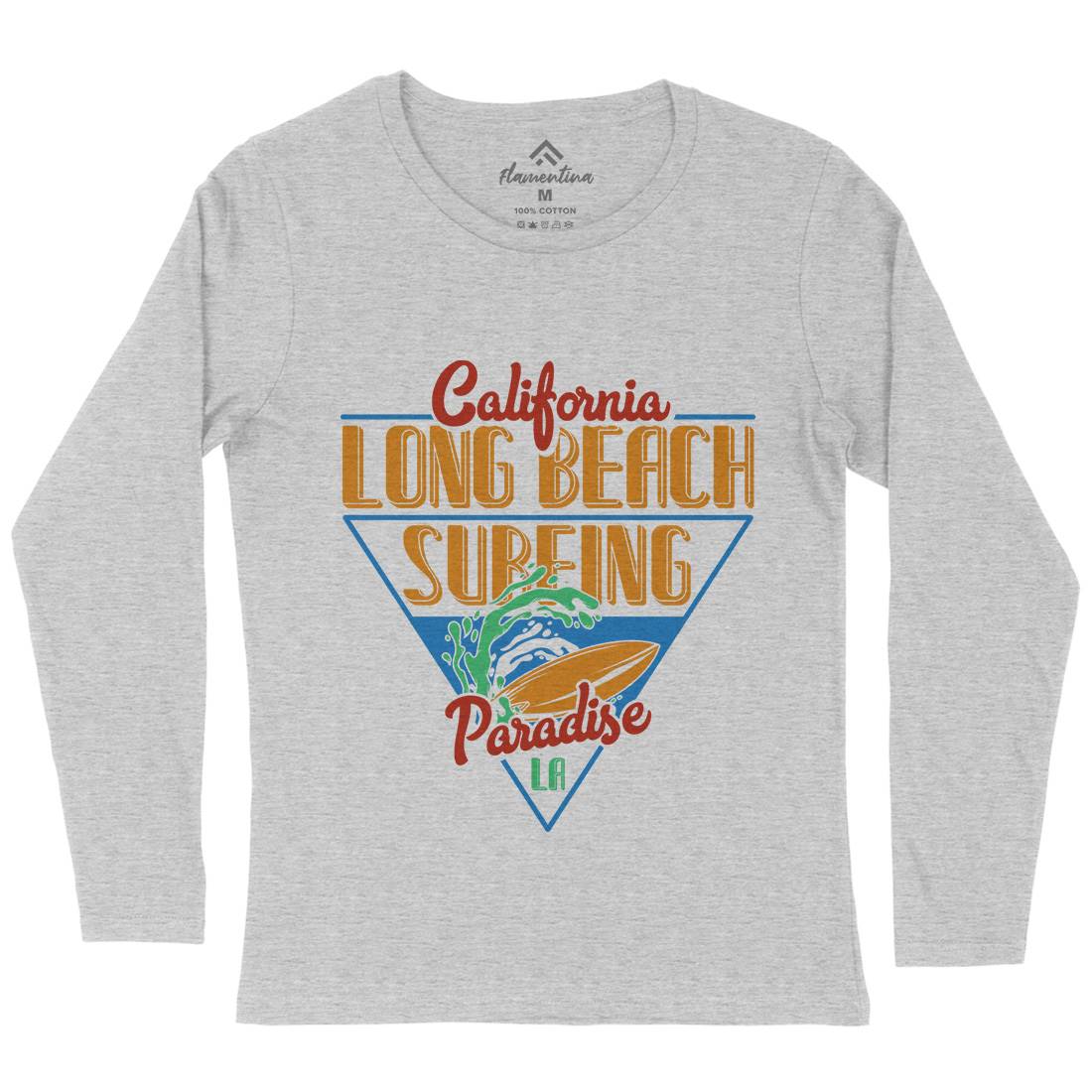 Long Beach Surfing Womens Long Sleeve T-Shirt Surf B359