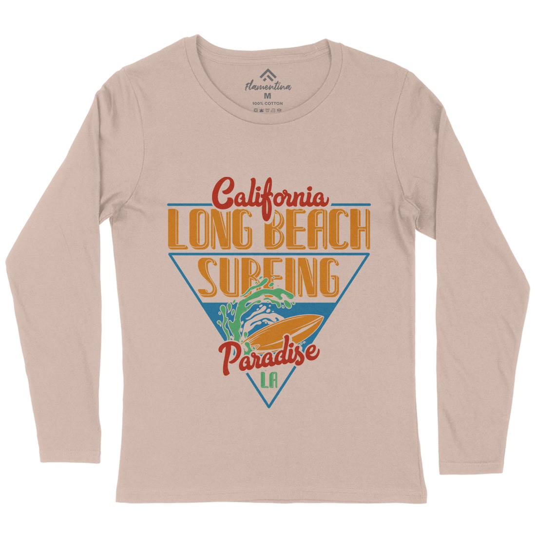 Long Beach Surfing Womens Long Sleeve T-Shirt Surf B359