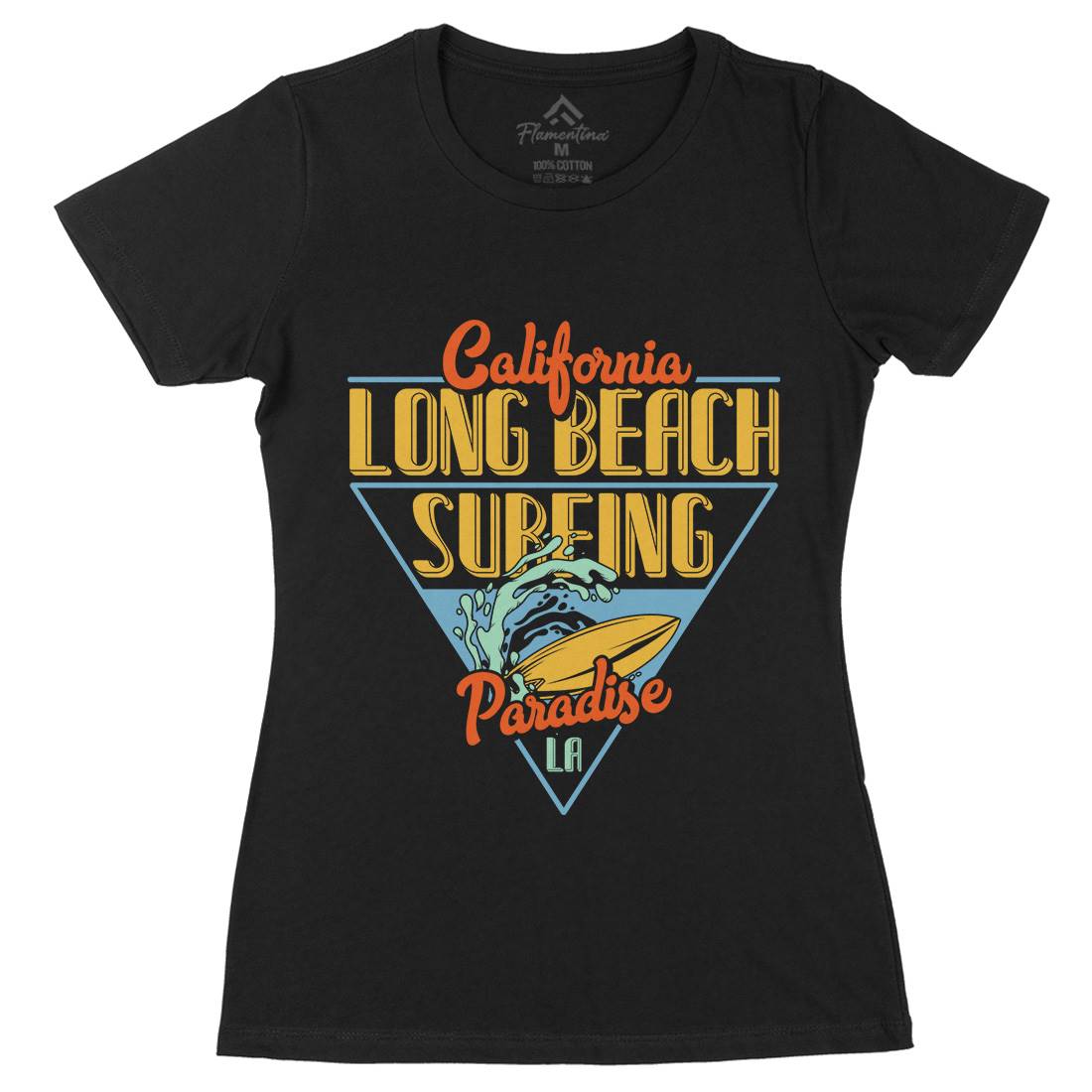 Long Beach Surfing Womens Organic Crew Neck T-Shirt Surf B359
