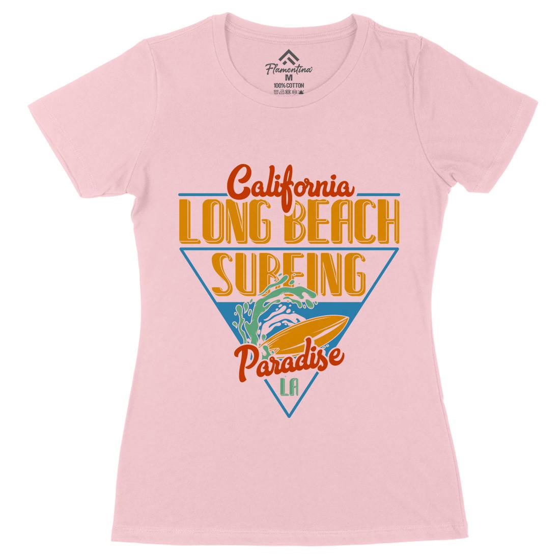 Long Beach Surfing Womens Organic Crew Neck T-Shirt Surf B359