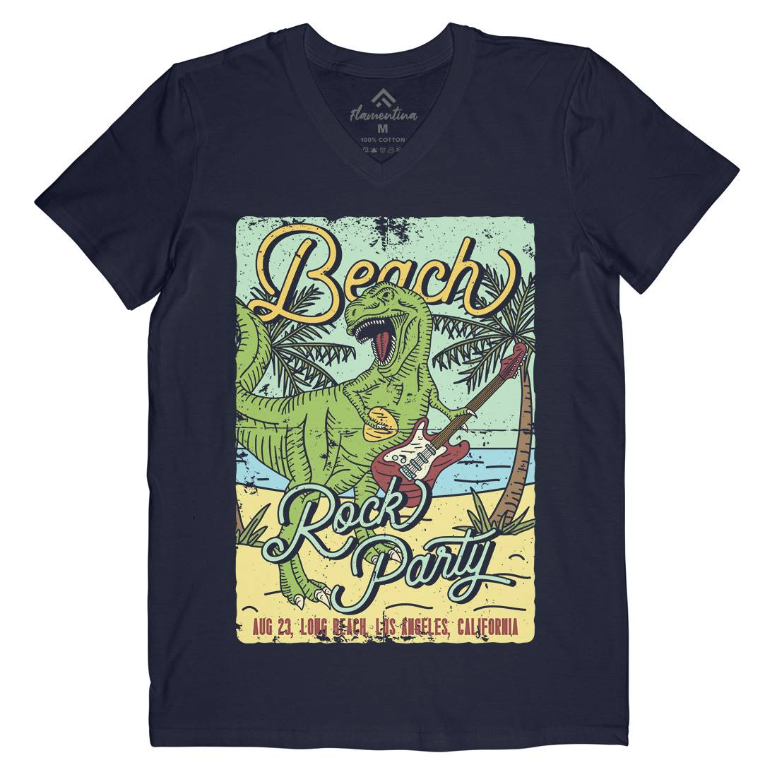 Beach Party Mens V-Neck T-Shirt Music B360