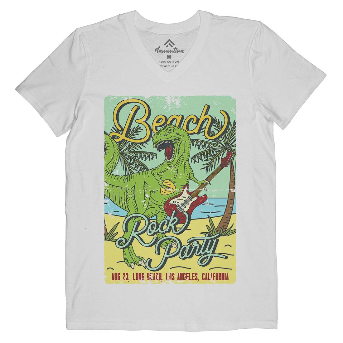 Beach Party Mens Organic V-Neck T-Shirt Music B360