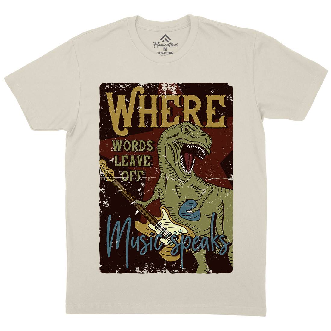 T-Rex Mens Organic Crew Neck T-Shirt Music B361