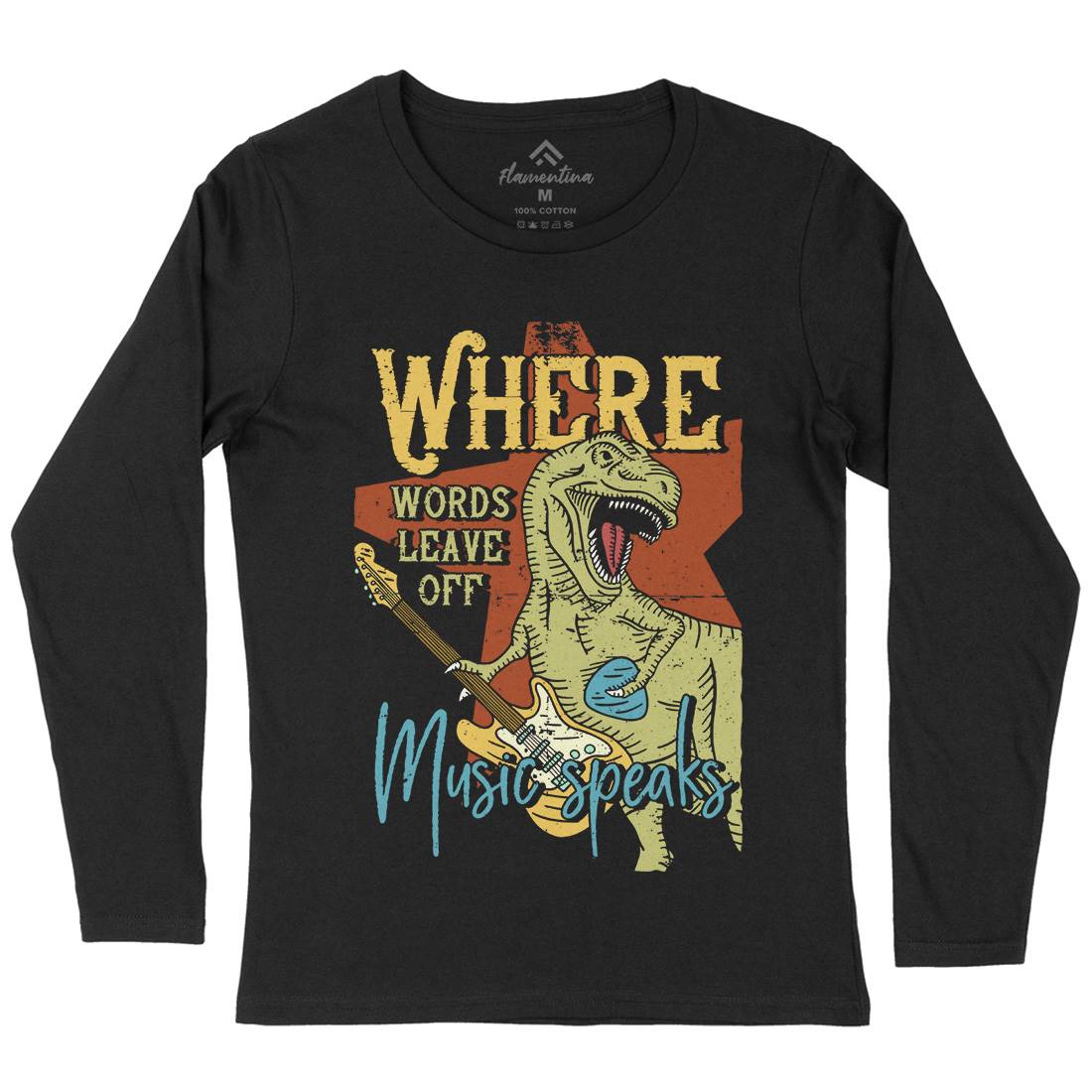 T-Rex Womens Long Sleeve T-Shirt Music B361