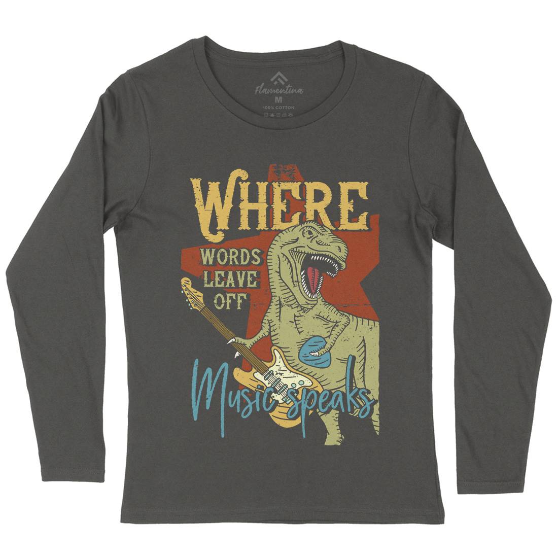 T-Rex Womens Long Sleeve T-Shirt Music B361