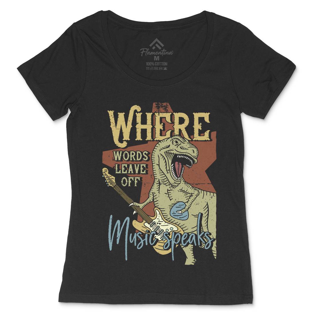 T-Rex Womens Scoop Neck T-Shirt Music B361
