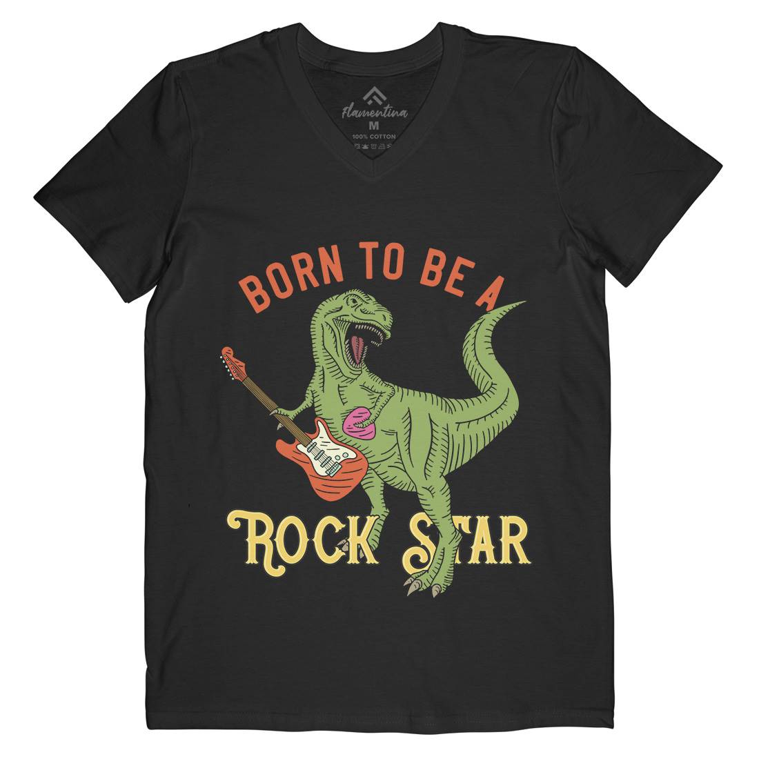 Rock Star Mens Organic V-Neck T-Shirt Music B362