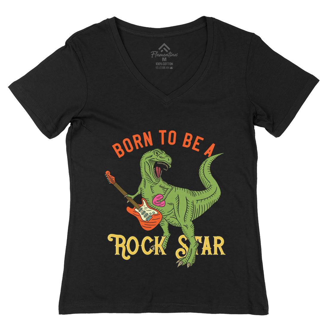 Rock Star Womens Organic V-Neck T-Shirt Music B362
