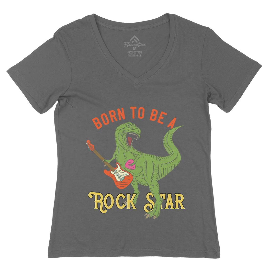 Rock Star Womens Organic V-Neck T-Shirt Music B362
