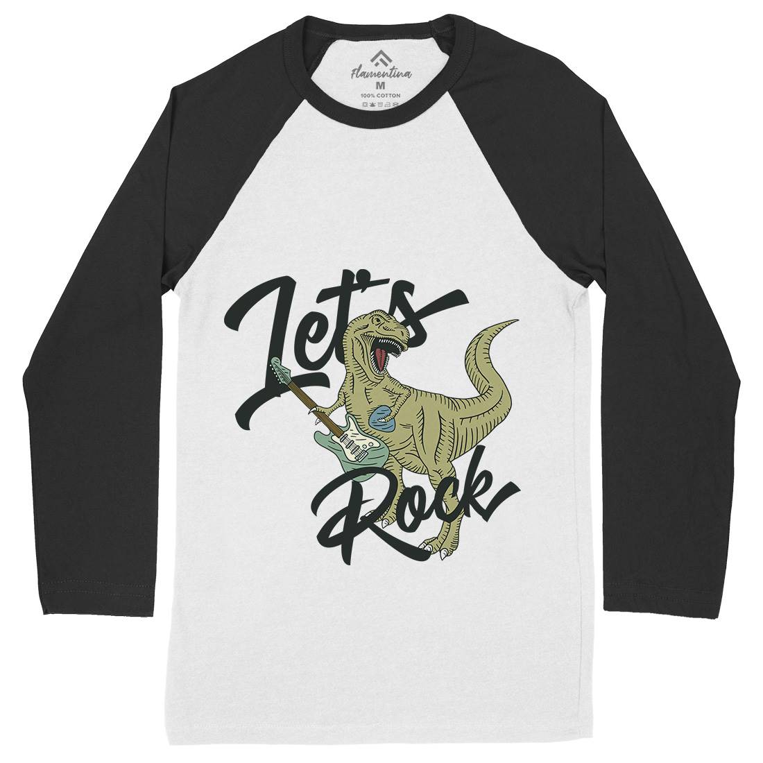 Let&#39;s Rock Mens Long Sleeve Baseball T-Shirt Music B363