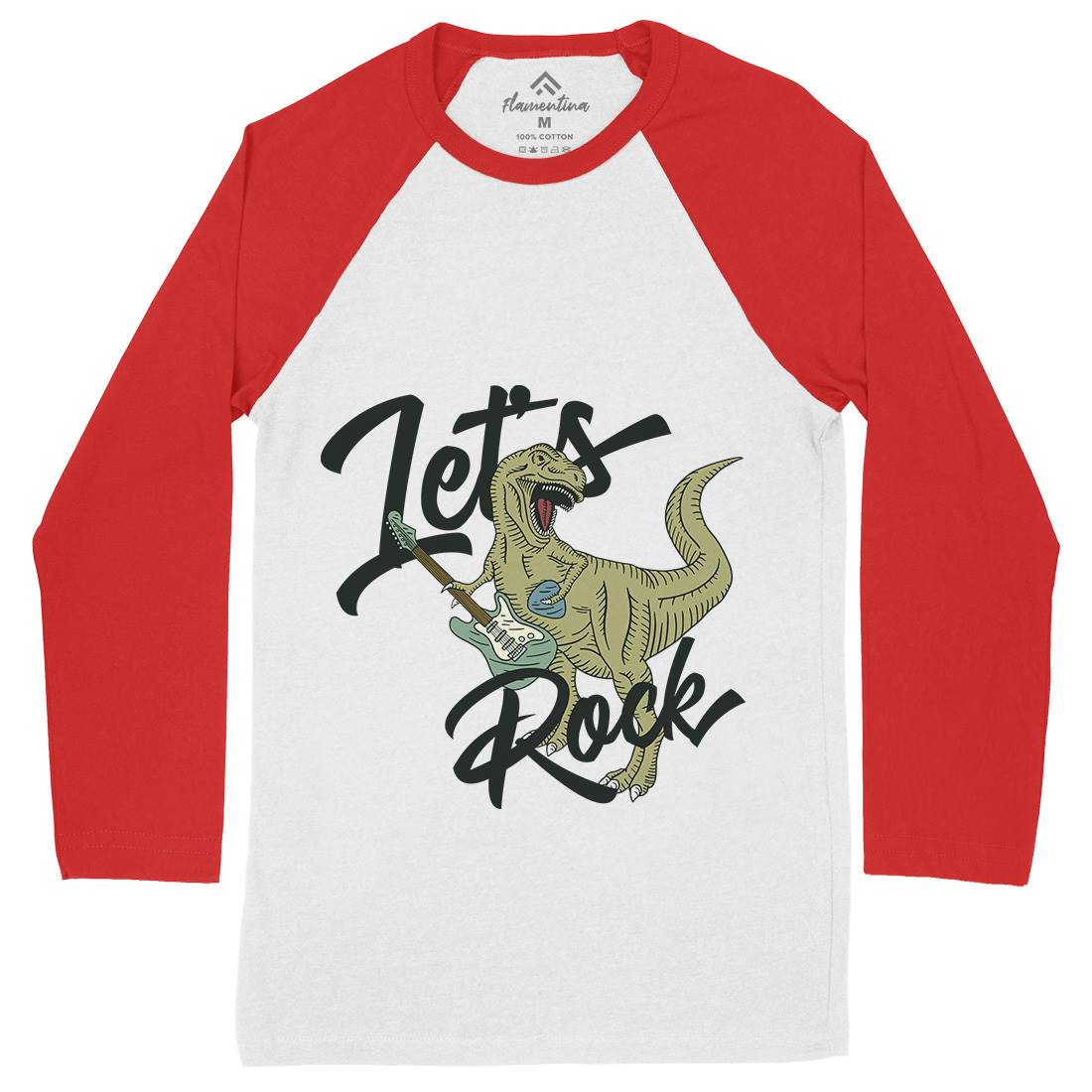 Let&#39;s Rock Mens Long Sleeve Baseball T-Shirt Music B363