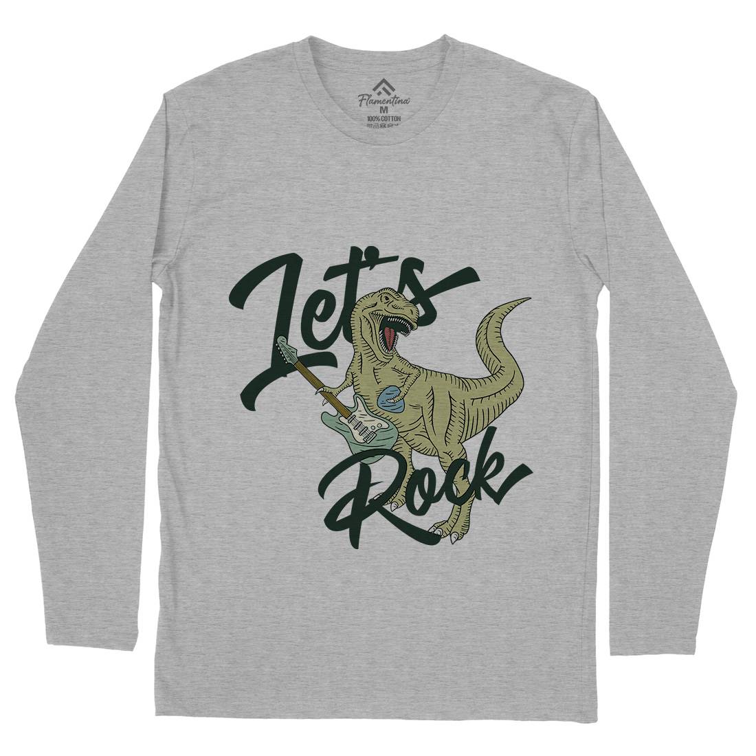 Let&#39;s Rock Mens Long Sleeve T-Shirt Music B363
