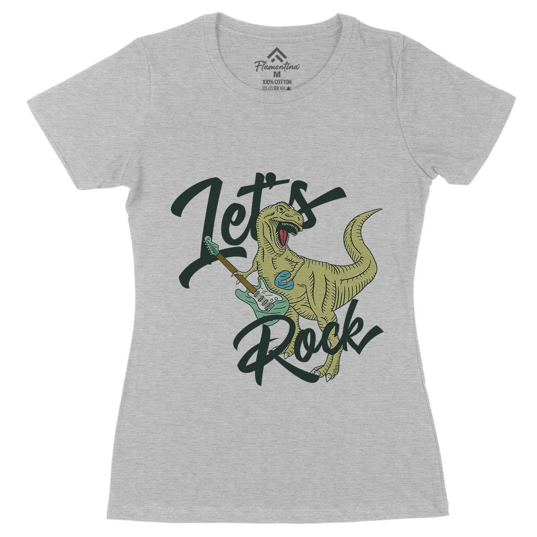 Let&#39;s Rock Womens Organic Crew Neck T-Shirt Music B363