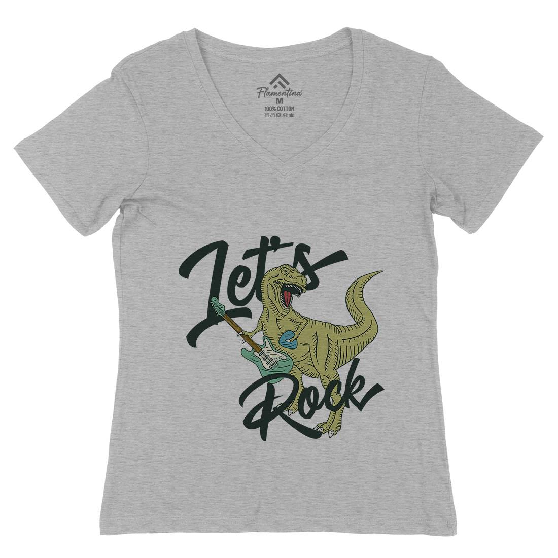 Let&#39;s Rock Womens Organic V-Neck T-Shirt Music B363