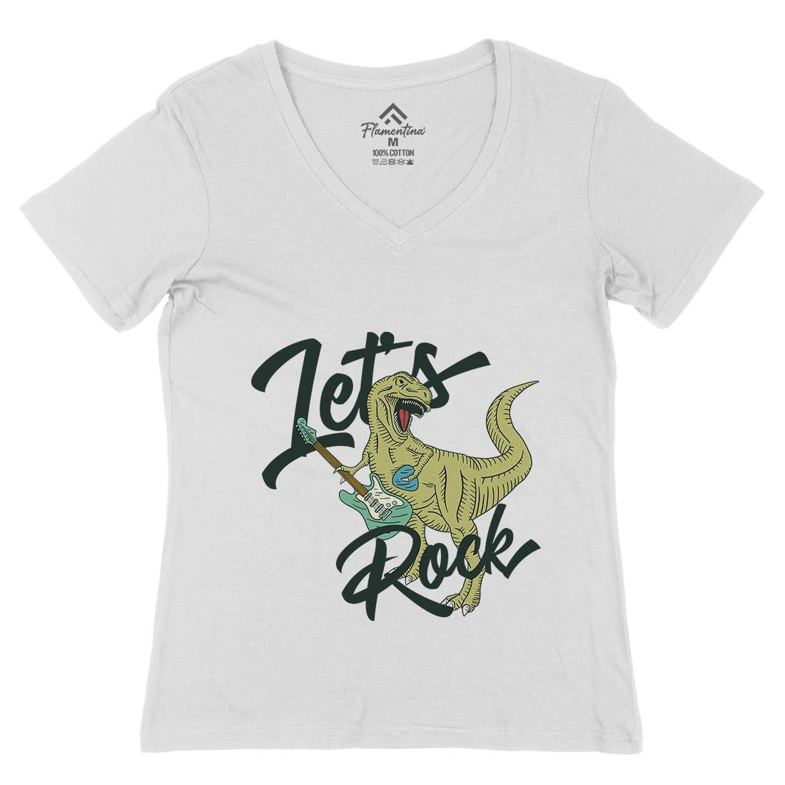 Let&#39;s Rock Womens Organic V-Neck T-Shirt Music B363